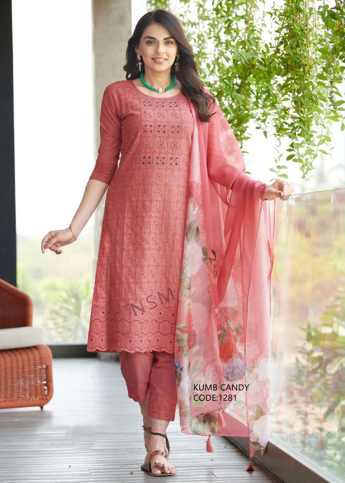 SR-1281 KU PURE COTTON HEAVY SCHIFFLI WORK WITH DIGITAL PRINT DUPATTA  