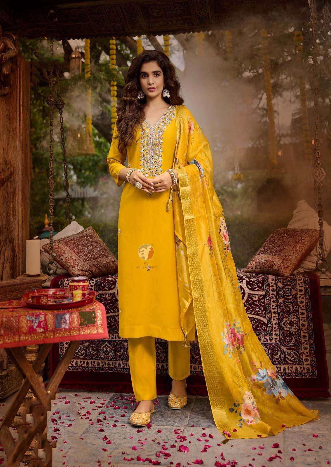SR-2821 AF VISCOSE MODAL KURTI PANT WITH HEAVY DUPATTA 