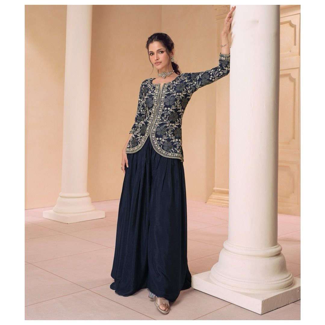 SR-5449 SY REAL CHINON SILK EMBROIDERY TOP PLAZO WITH DUPATTA 