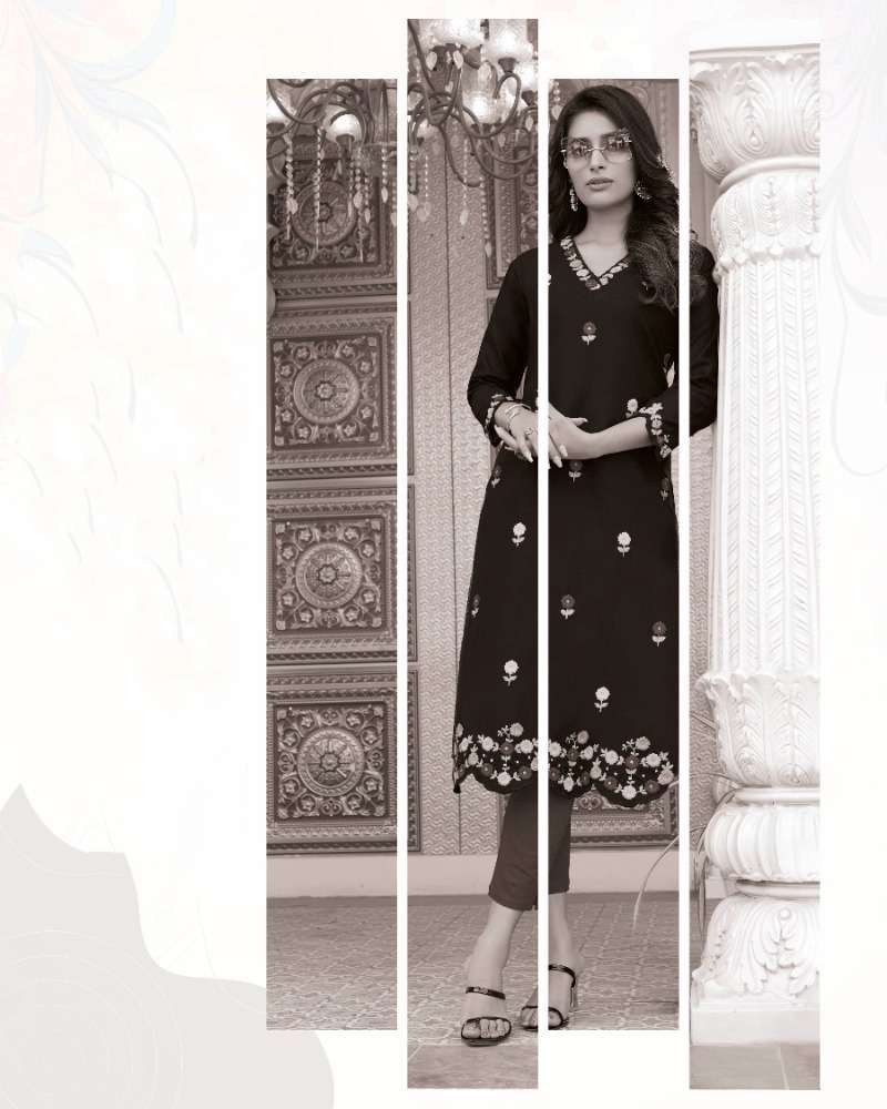 SS-07 KIMAAYA PURE COTTON LINEN STYLISH EMBROIDERY WORK KURTI PANT 