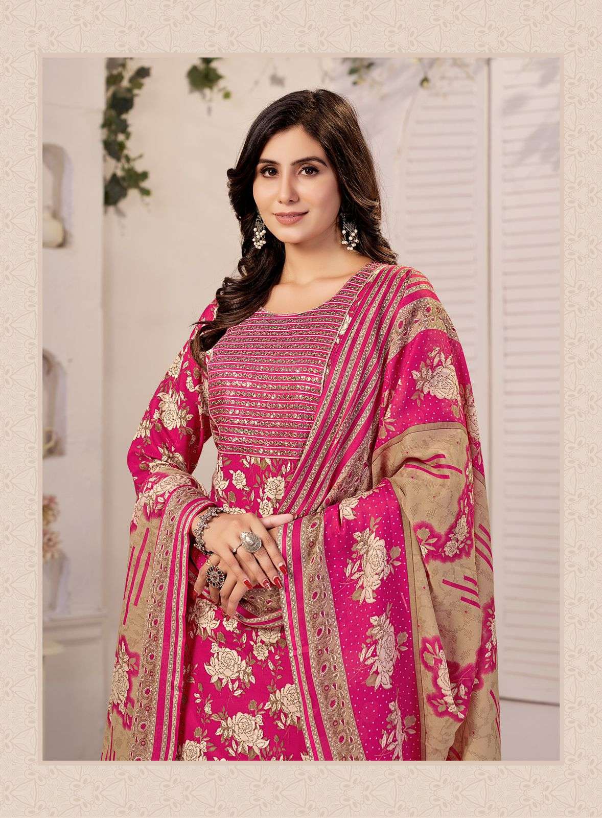 SUCHTRA VOL-1 BY NAVKAR BRAND MUSKA COTTON PRINT SEQUENCE NECK WITH COTTON LINING 