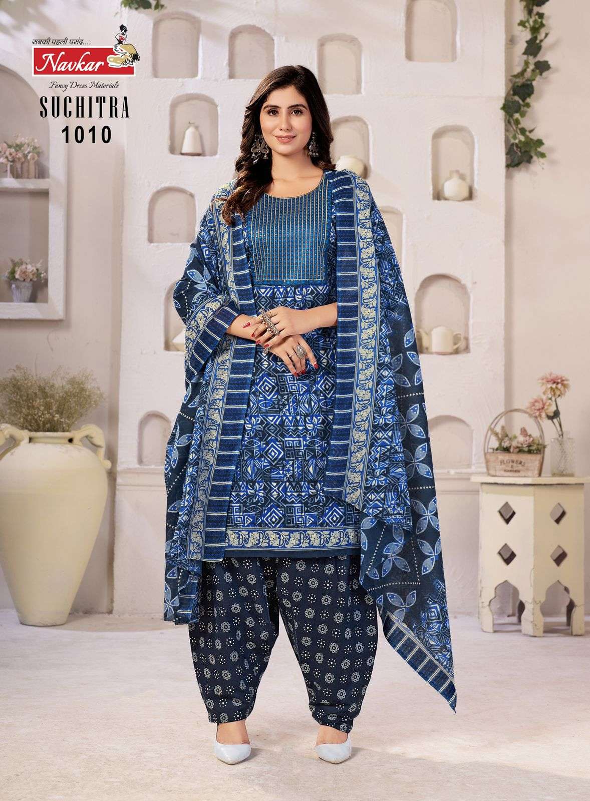 SUCHTRA VOL-1 BY NAVKAR BRAND MUSKA COTTON PRINT SEQUENCE NECK WITH COTTON LINING 