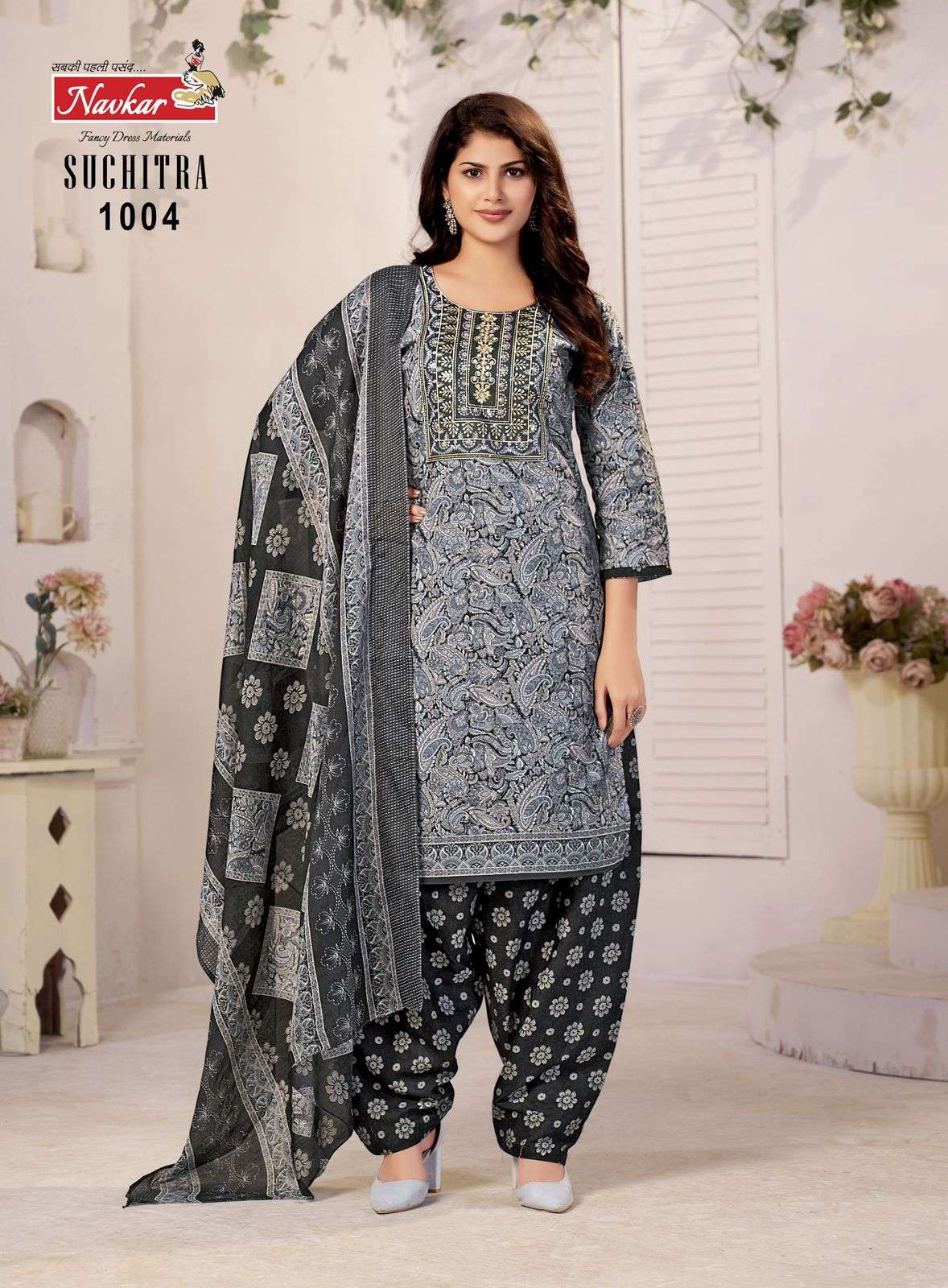 SUCHTRA VOL-1 BY NAVKAR BRAND MUSKA COTTON PRINT SEQUENCE NECK WITH COTTON LINING 