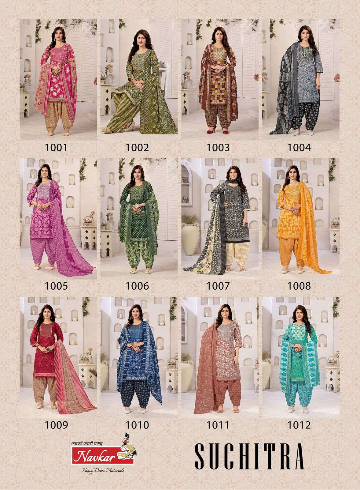 SUCHTRA VOL-1 BY NAVKAR BRAND MUSKA COTTON PRINT SEQUENCE NECK WITH COTTON LINING 