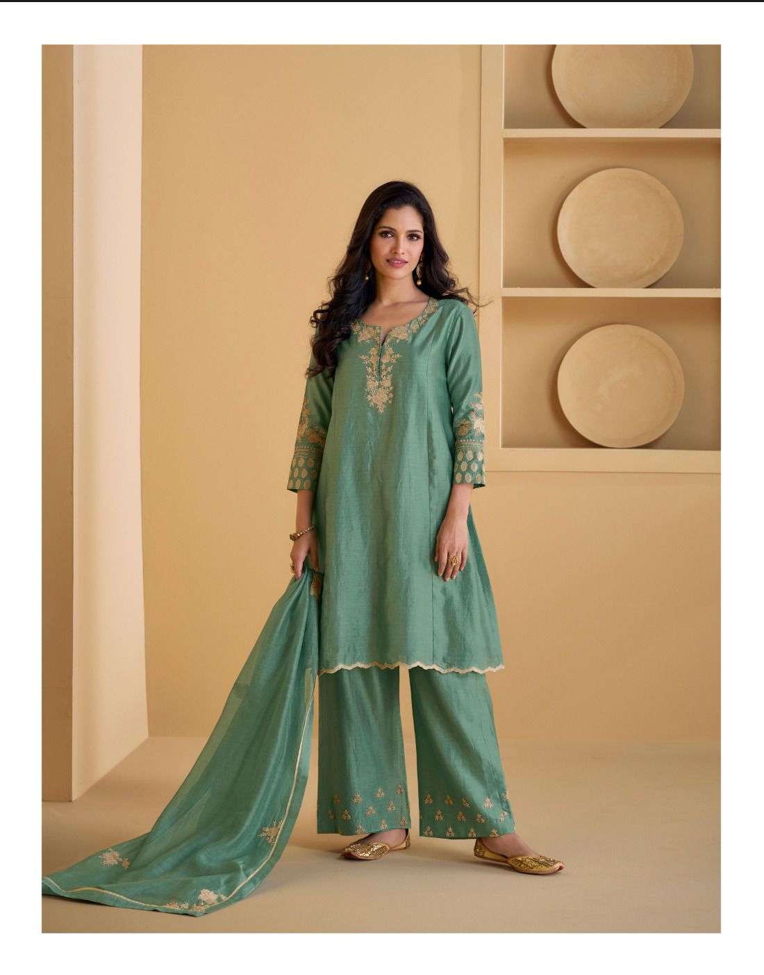 SUHANI BY SAYURI DESIGNER PURE REAL SILK KURTI PLAZO WITH DUPATTA 