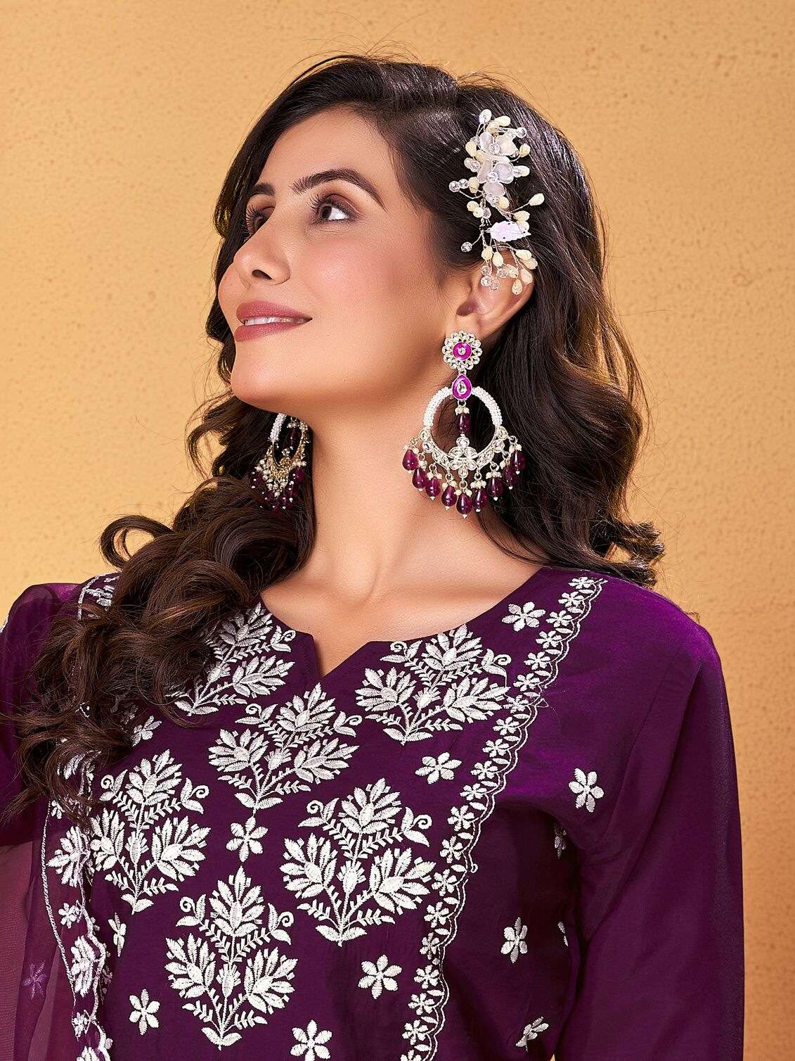 SUMMER FESTIVAL VOL-1 BY KRISHNA TRENDZ ROMAN SILK WHITE THREAD KURTI PANT WITH DUPATTA 