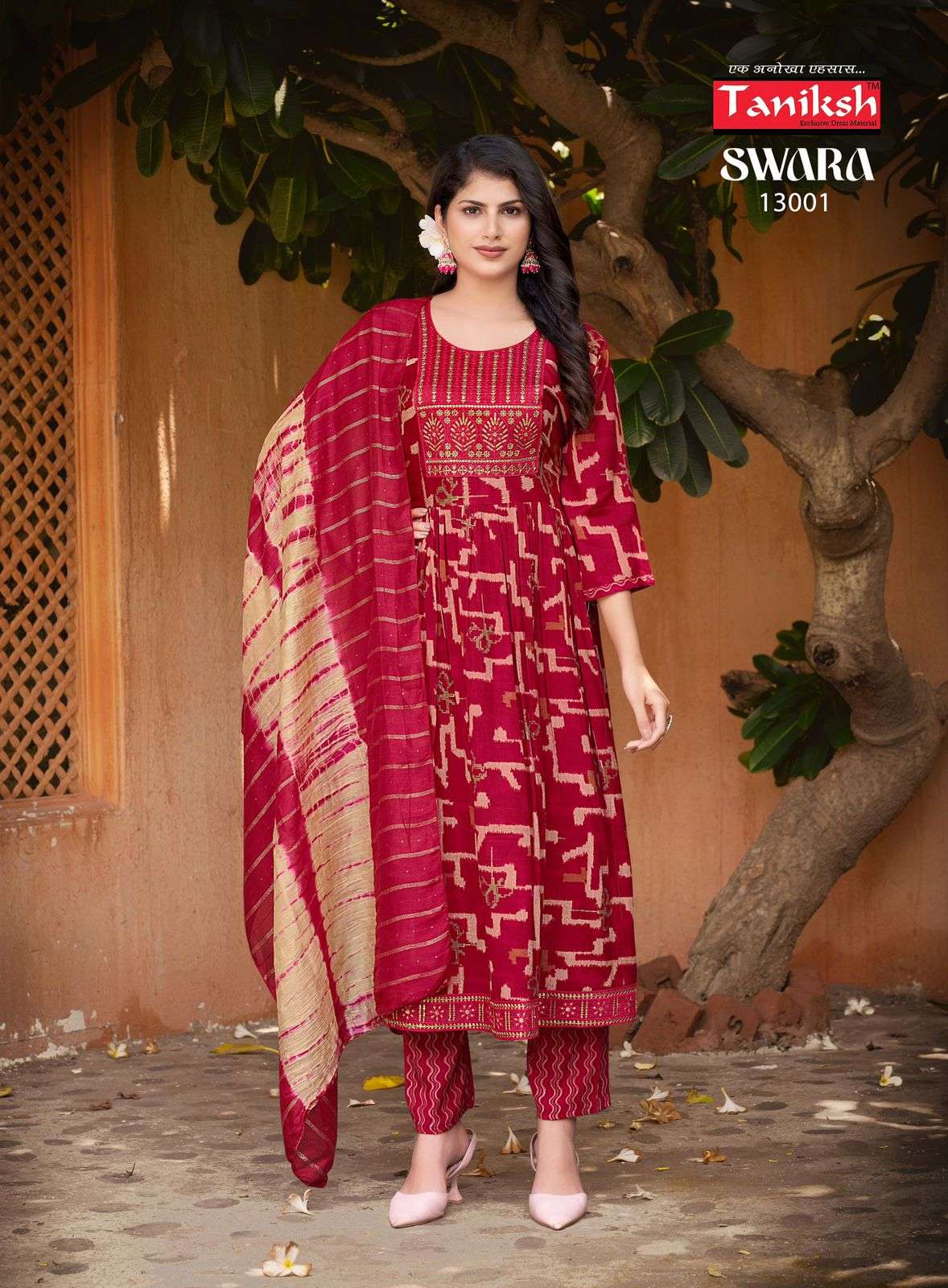 SWARA VOL-13 BY TANISHK CAPSULE RAYON PRINT WITH EMBROIDERY WORK 3 PCS SET