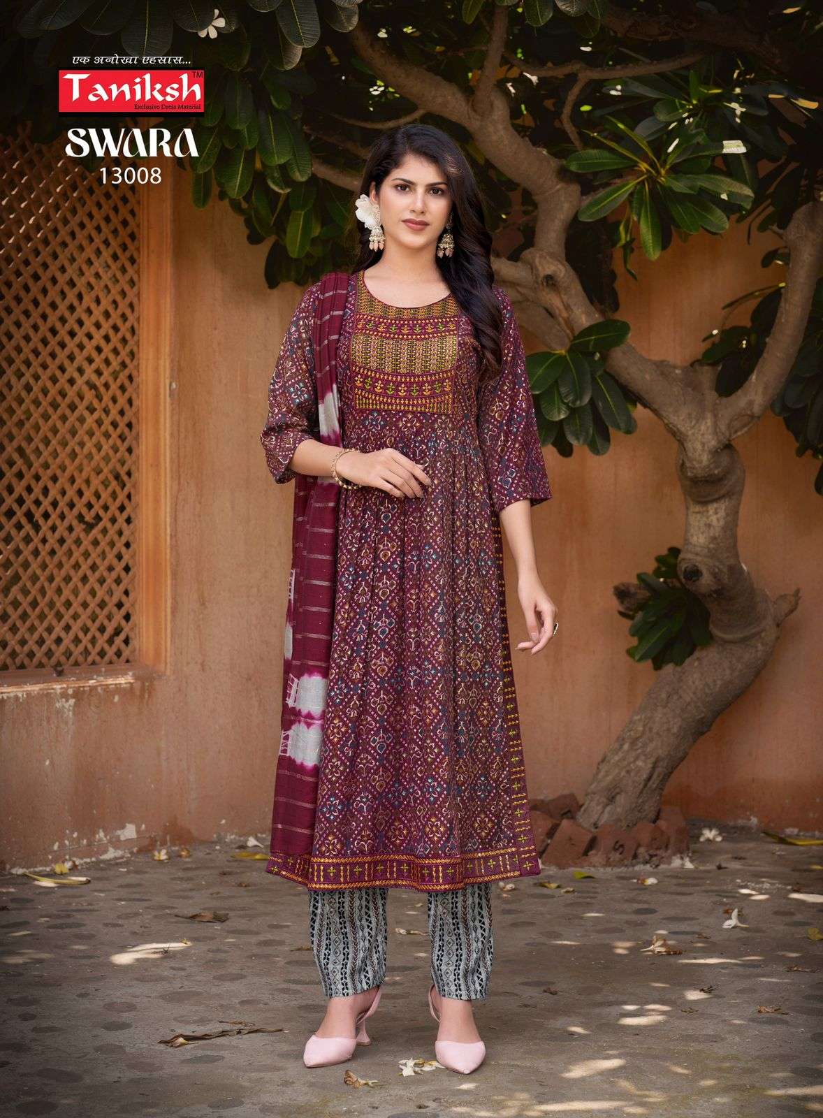 SWARA VOL-13 BY TANISHK CAPSULE RAYON PRINT WITH EMBROIDERY WORK 3 PCS SET