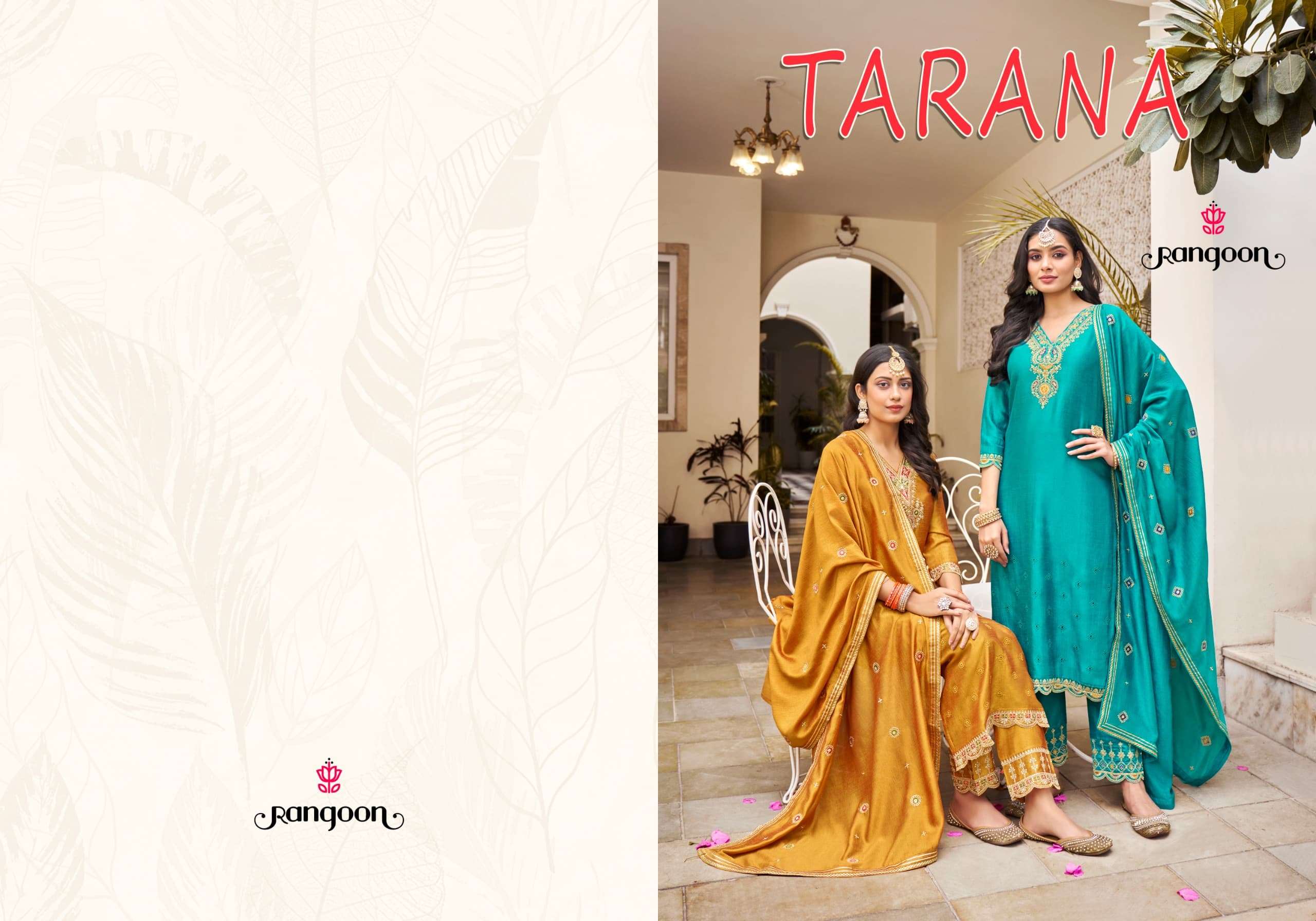 TARANA BY RANGOON FANCY WORK KURTI PANT DUPATTA WITH FULL INNER 
