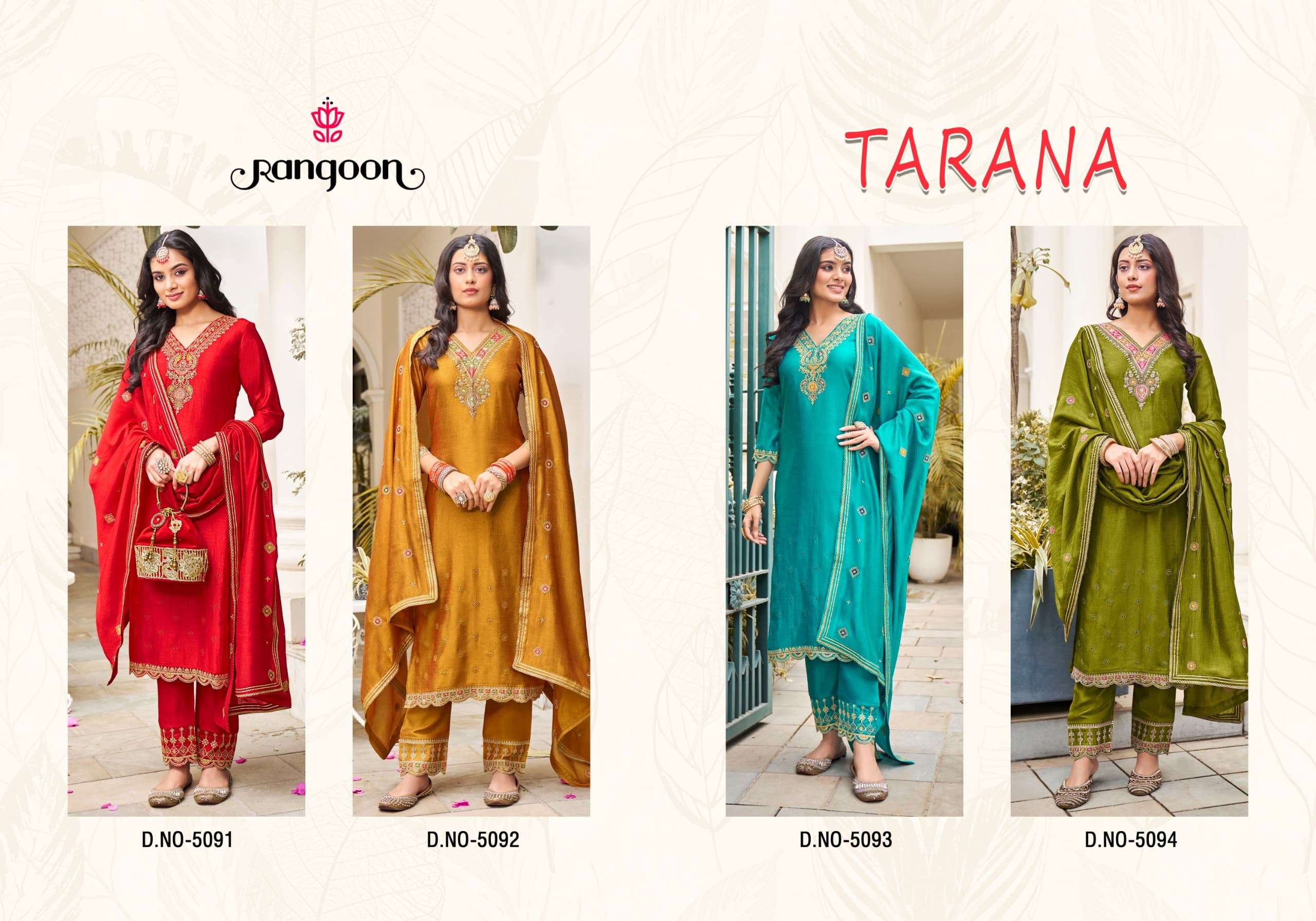 TARANA BY RANGOON FANCY WORK KURTI PANT DUPATTA WITH FULL INNER 