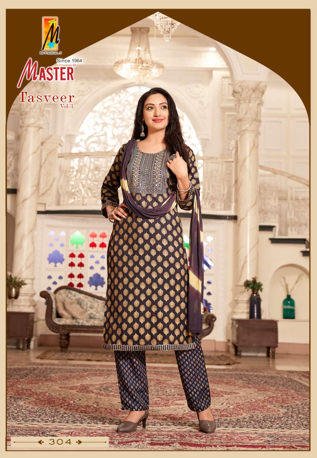 TASVEER VOL-3 BY MASTER CAPSULE PRINT STRAIGHT PANT KURTI WITH DUPATTA 