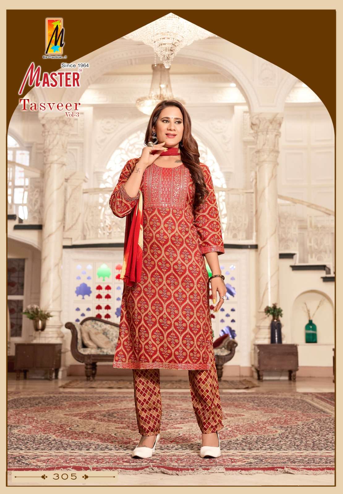 TASVEER VOL-3 BY MASTER CAPSULE PRINT STRAIGHT PANT KURTI WITH DUPATTA 