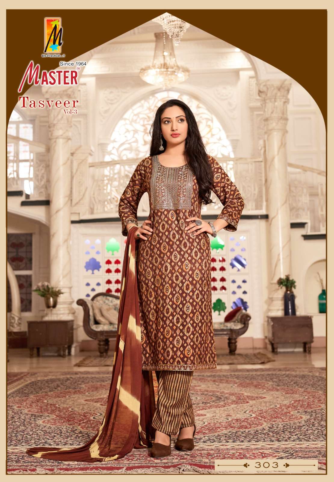 TASVEER VOL-3 BY MASTER CAPSULE PRINT STRAIGHT PANT KURTI WITH DUPATTA 