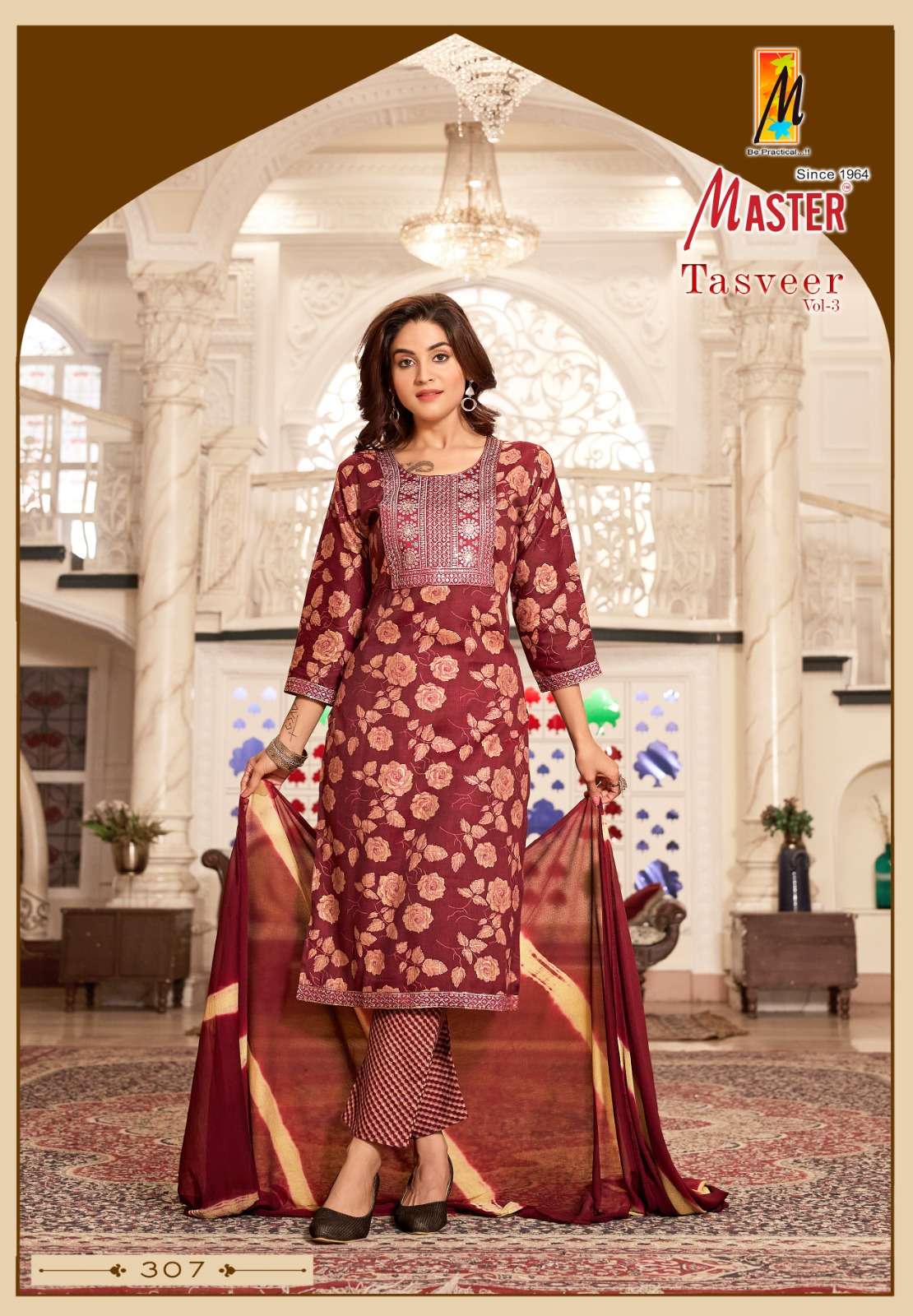 TASVEER VOL-3 BY MASTER CAPSULE PRINT STRAIGHT PANT KURTI WITH DUPATTA 