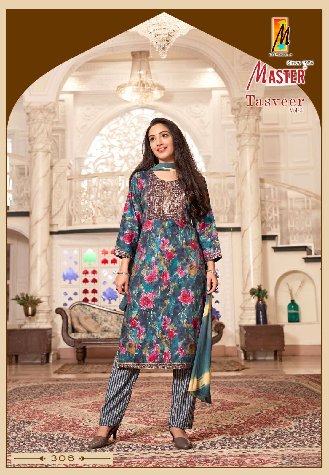 TASVEER VOL-3 BY MASTER CAPSULE PRINT STRAIGHT PANT KURTI WITH DUPATTA 
