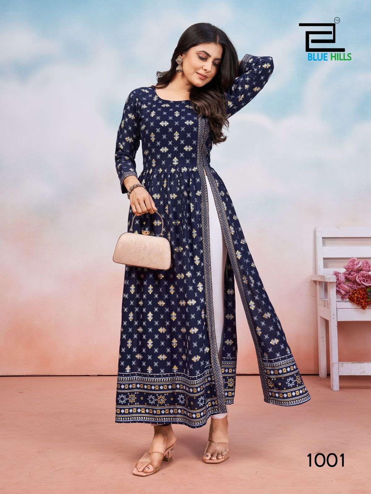 TAUBA TAUBA BY BLUE HILLS RAYON FOIL PRINT BEAUTIFUL KURTI 