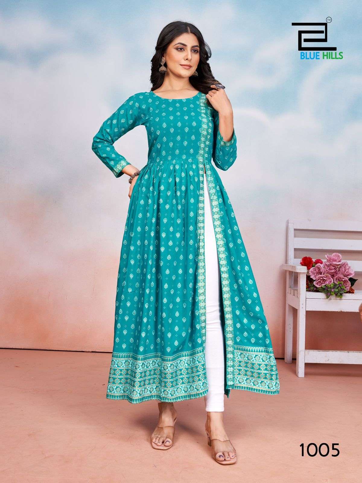 TAUBA TAUBA BY BLUE HILLS RAYON FOIL PRINT BEAUTIFUL KURTI 