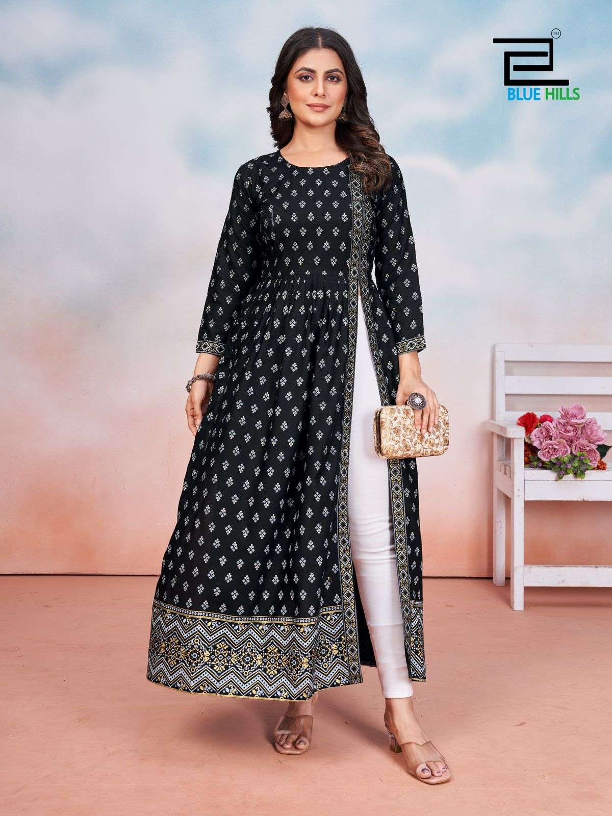 TAUBA TAUBA BY BLUE HILLS RAYON FOIL PRINT BEAUTIFUL KURTI 