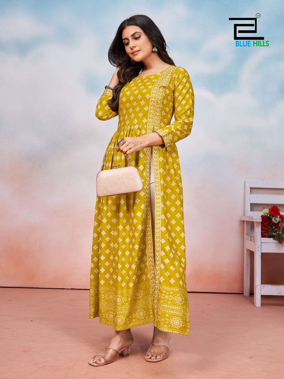 TAUBA TAUBA BY BLUE HILLS RAYON FOIL PRINT BEAUTIFUL KURTI 