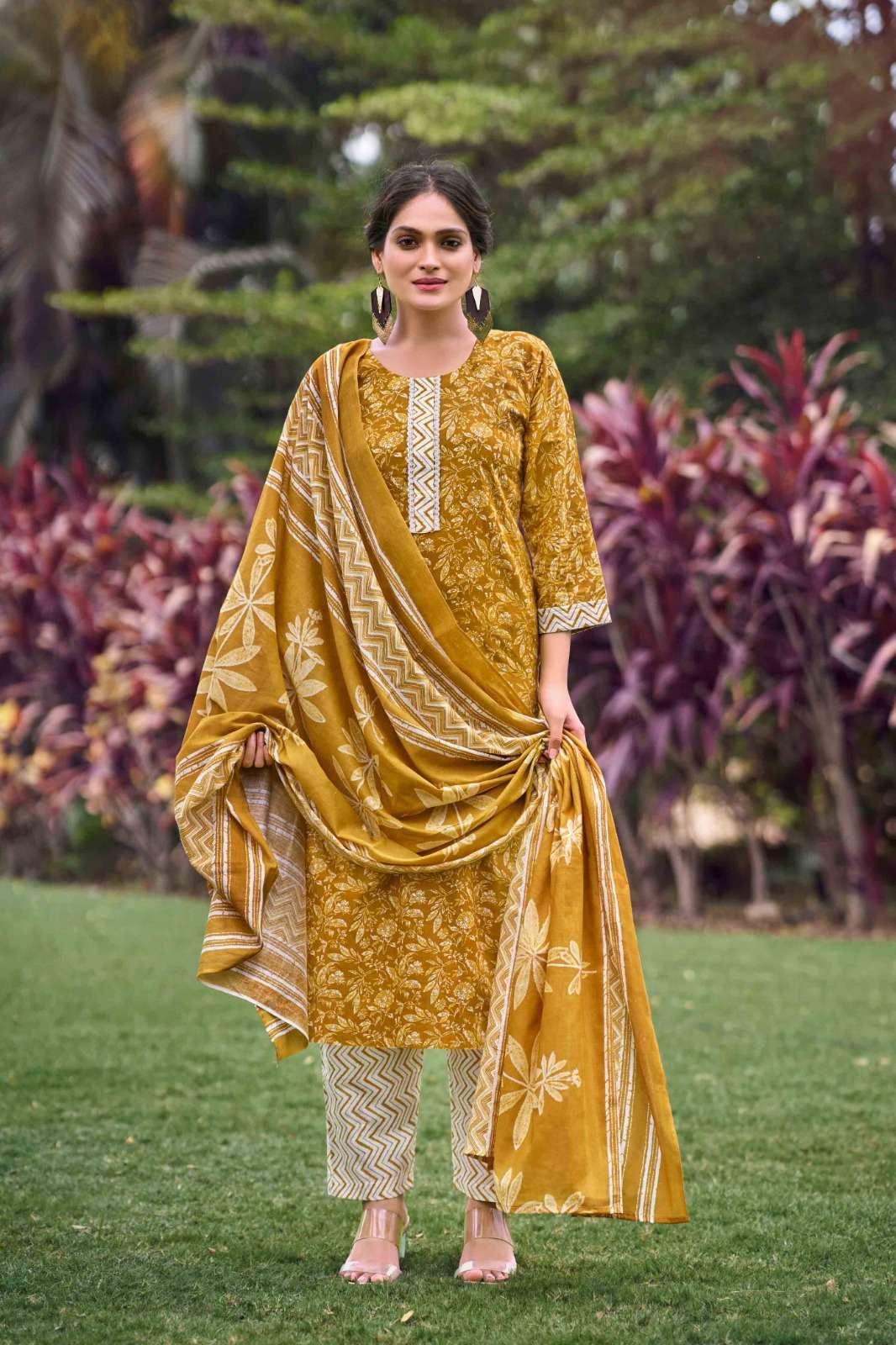 TF-1002 SF SUMMER COLLECTION 3 PIECE KURTI PANT WITH DUPATTA SET