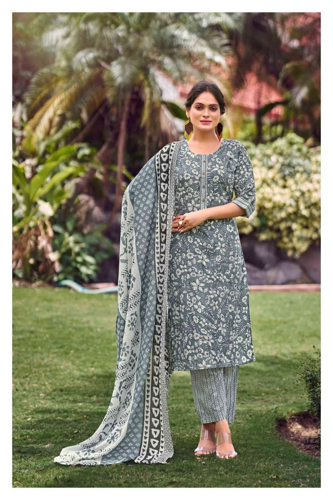 TF-1003 SF SUMMER COLLECTION 3 PIECE KURTI PANT WITH DUPATTA SET