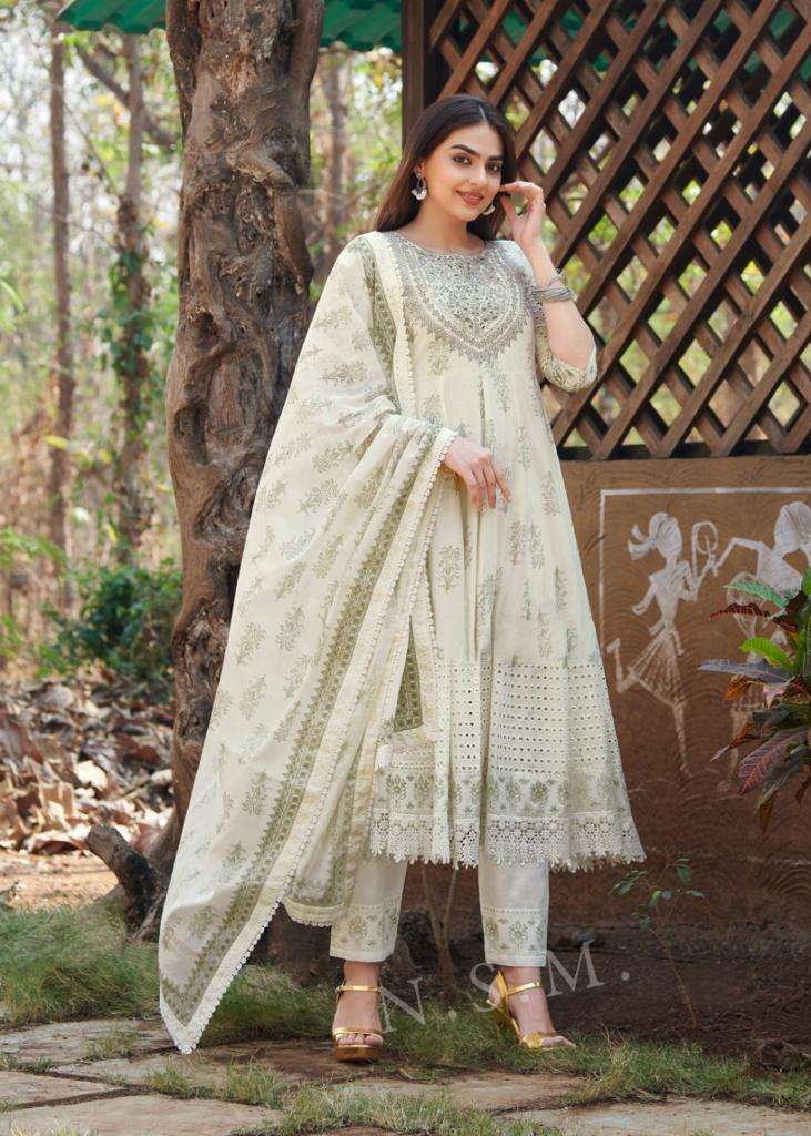 TF-1151 BY RR PURE COTTON PRINT WITH SCHIFFLI PANNEL IN ANARKALI STYLE 