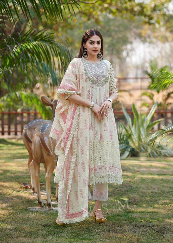 TF-1152 BY RR PURE COTTON PRINT WITH SCHIFFLI PANNEL IN ANARKALI STYLE 