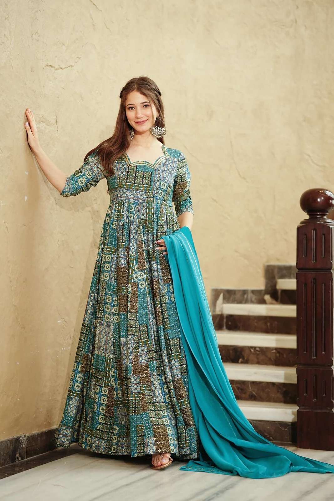 TF-1901 MA HEAVY RAYON ANARKALI GOWN IN DIGITAL PRINT STYLE