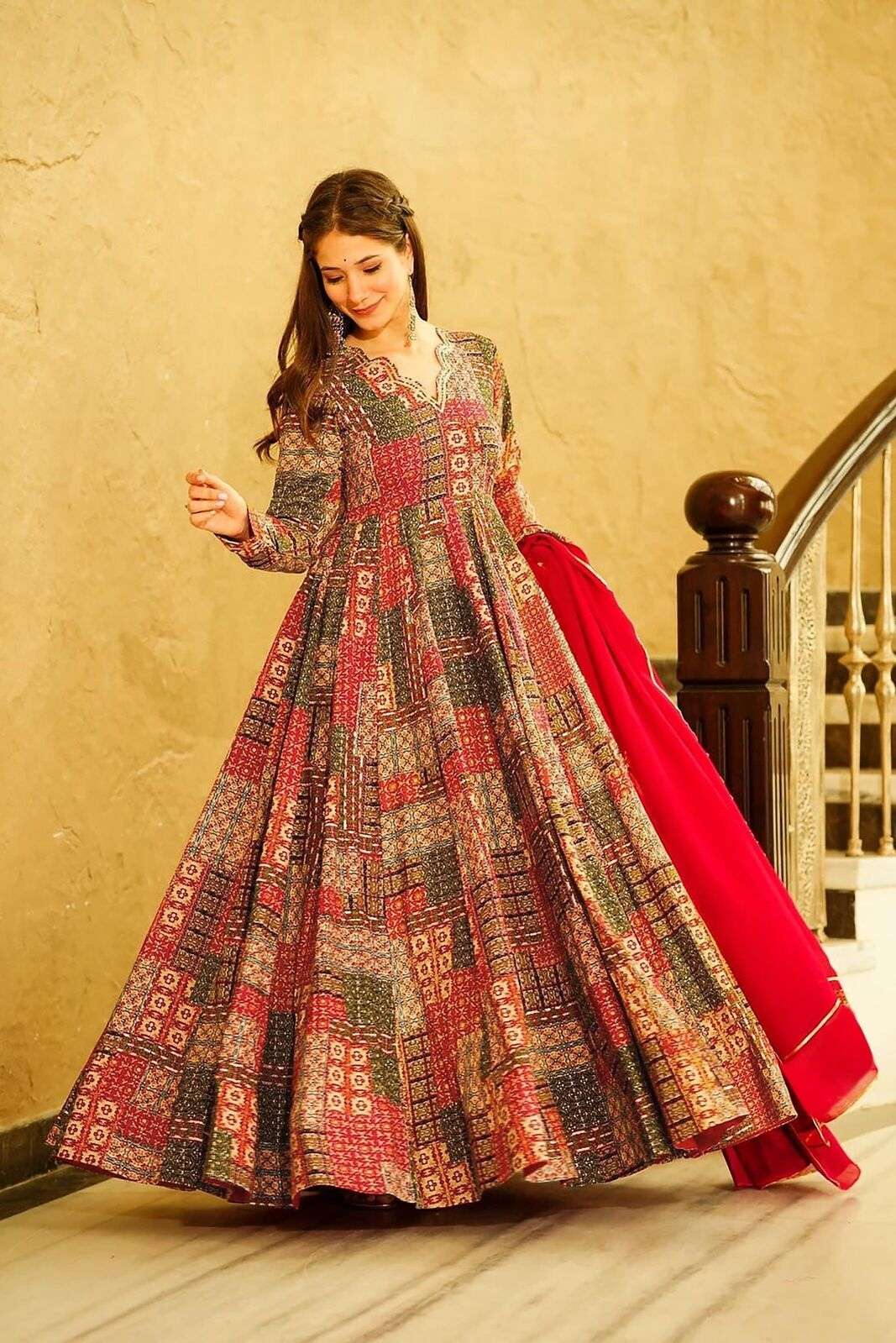 TF-1901 MA HEAVY RAYON ANARKALI GOWN IN DIGITAL PRINT STYLE