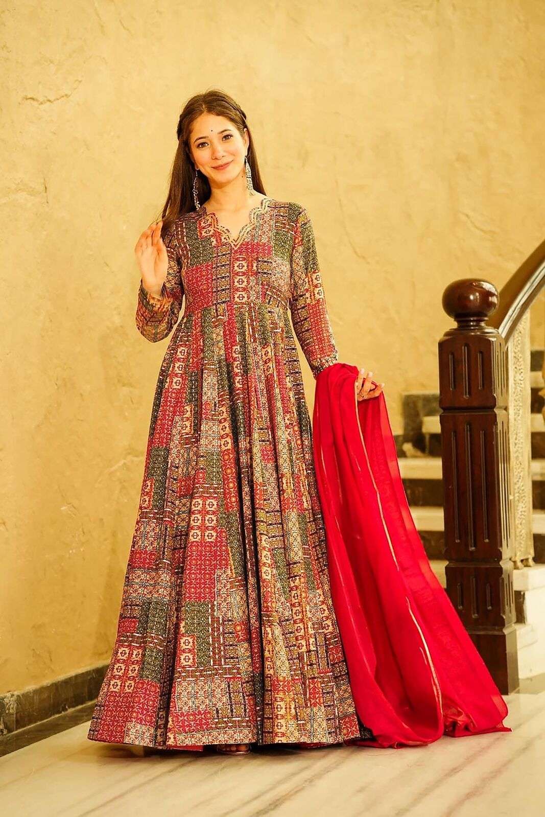 TF-1901 MA HEAVY RAYON ANARKALI GOWN IN DIGITAL PRINT STYLE