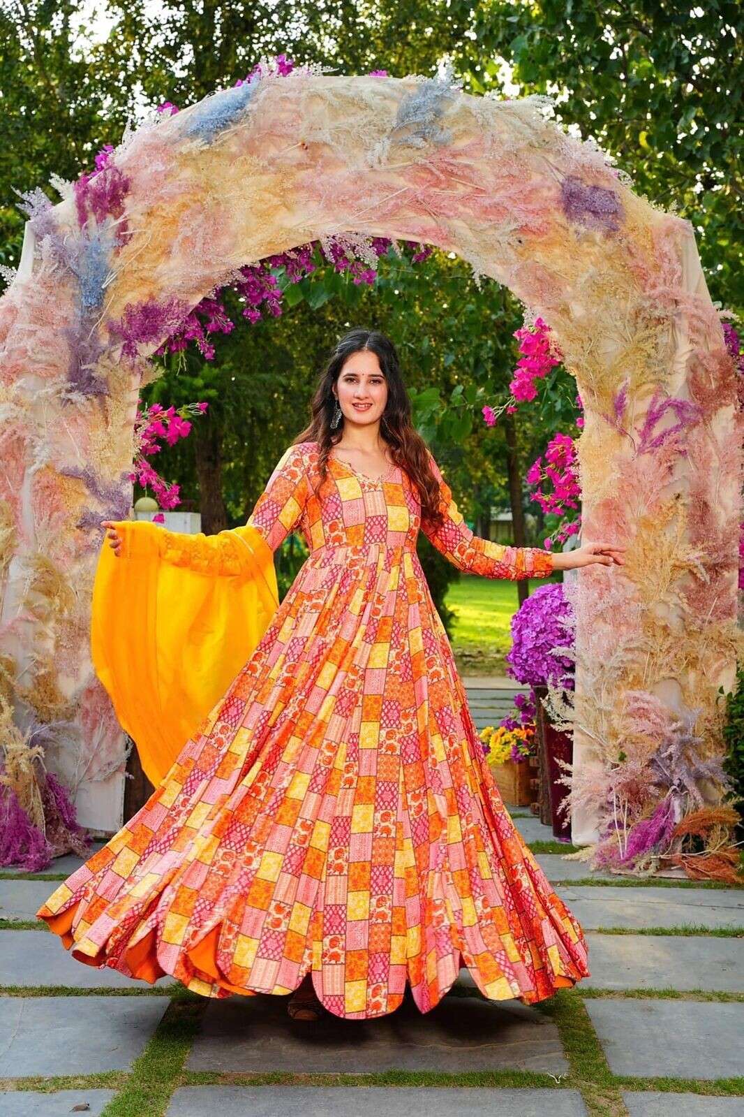 TF-1901 MA HEAVY RAYON ANARKALI GOWN IN DIGITAL PRINT STYLE