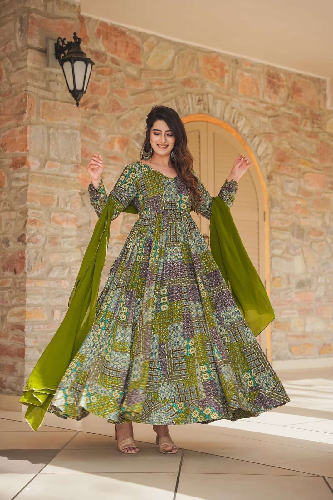 TF-1905 MA HEAVY RAYON ANARKALI GOWN IN DIGITAL PRINT STYLE