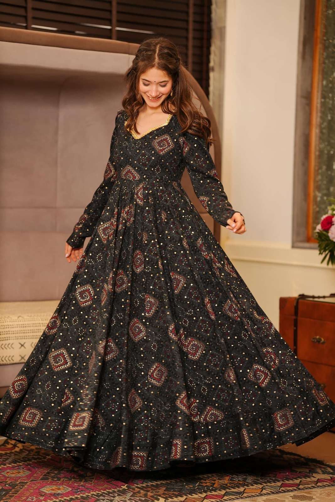 TF-1907 MA HEAVY RAYON ANARKALI GOWN IN DIGITAL PRINT STYLE