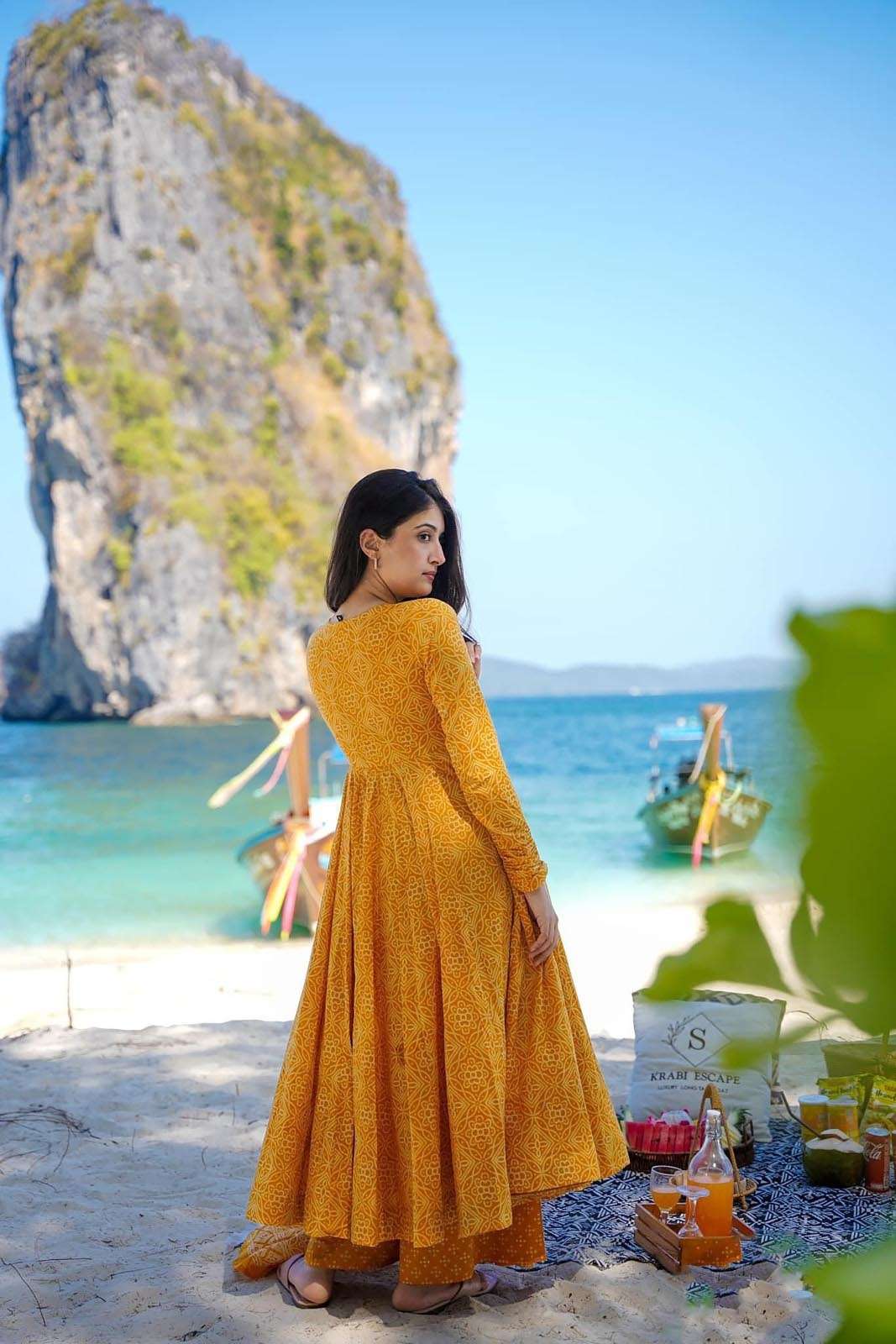 TF-303 SU PURE MUSLIN ANGRAKHA STYLE KURTI DIGITAL PRINT WITH HALF INNER 