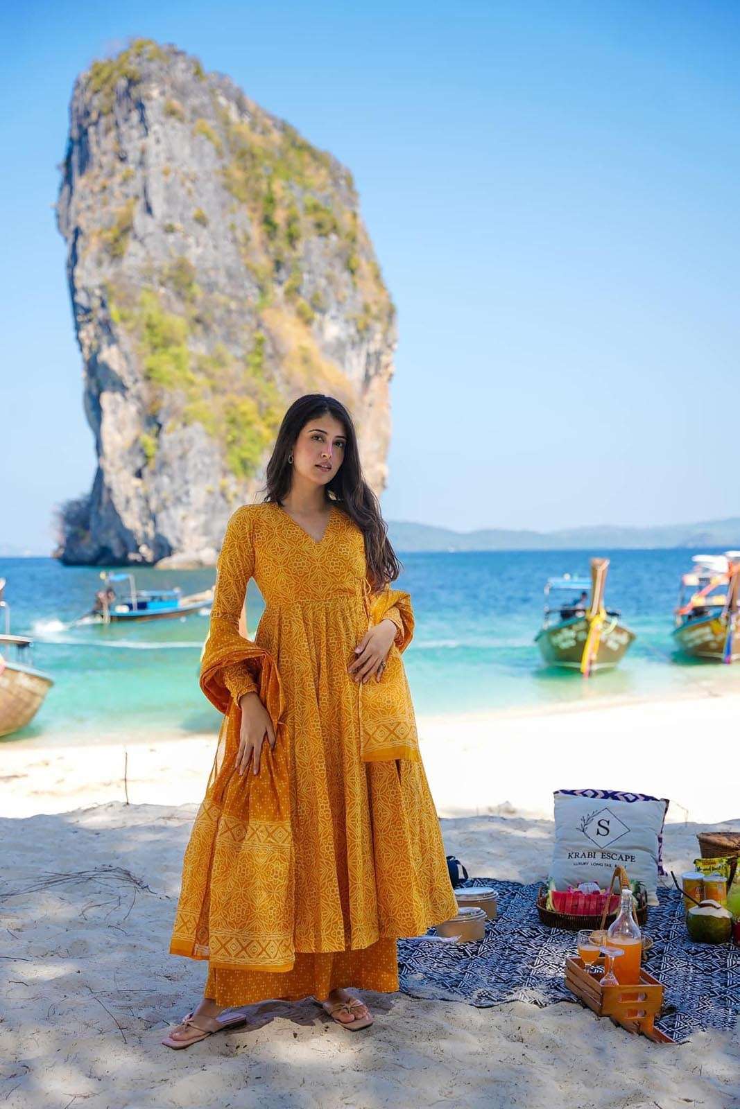 TF-303 SU PURE MUSLIN ANGRAKHA STYLE KURTI DIGITAL PRINT WITH HALF INNER 