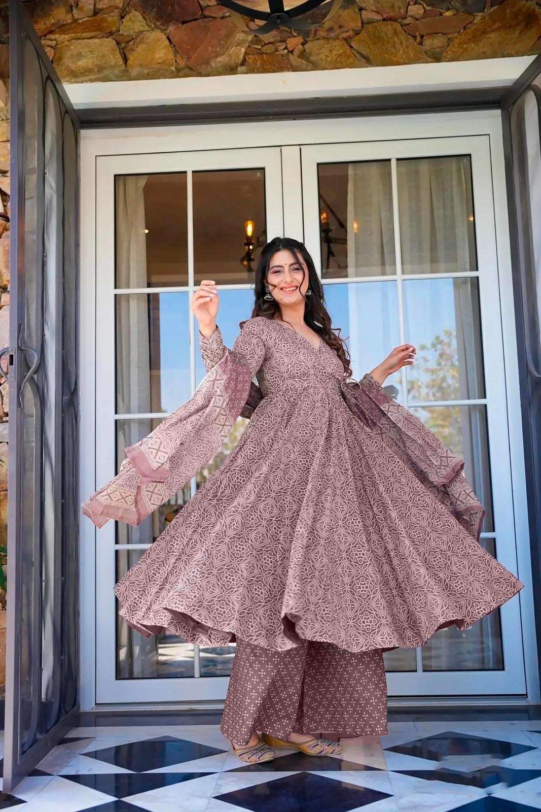 TF-305 SU PURE MUSLIN ANGRAKHA STYLE KURTI DIGITAL PRINT WITH HALF INNER 