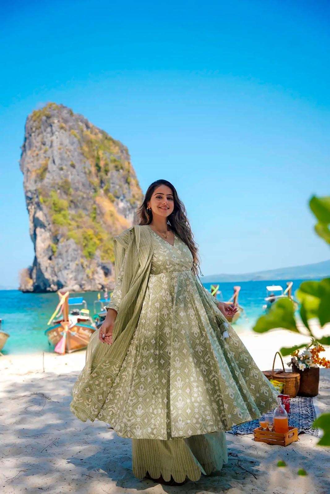 TF-306 SU PURE MUSLIN ANGRAKHA STYLE KURTI DIGITAL PRINT WITH HALF INNER 