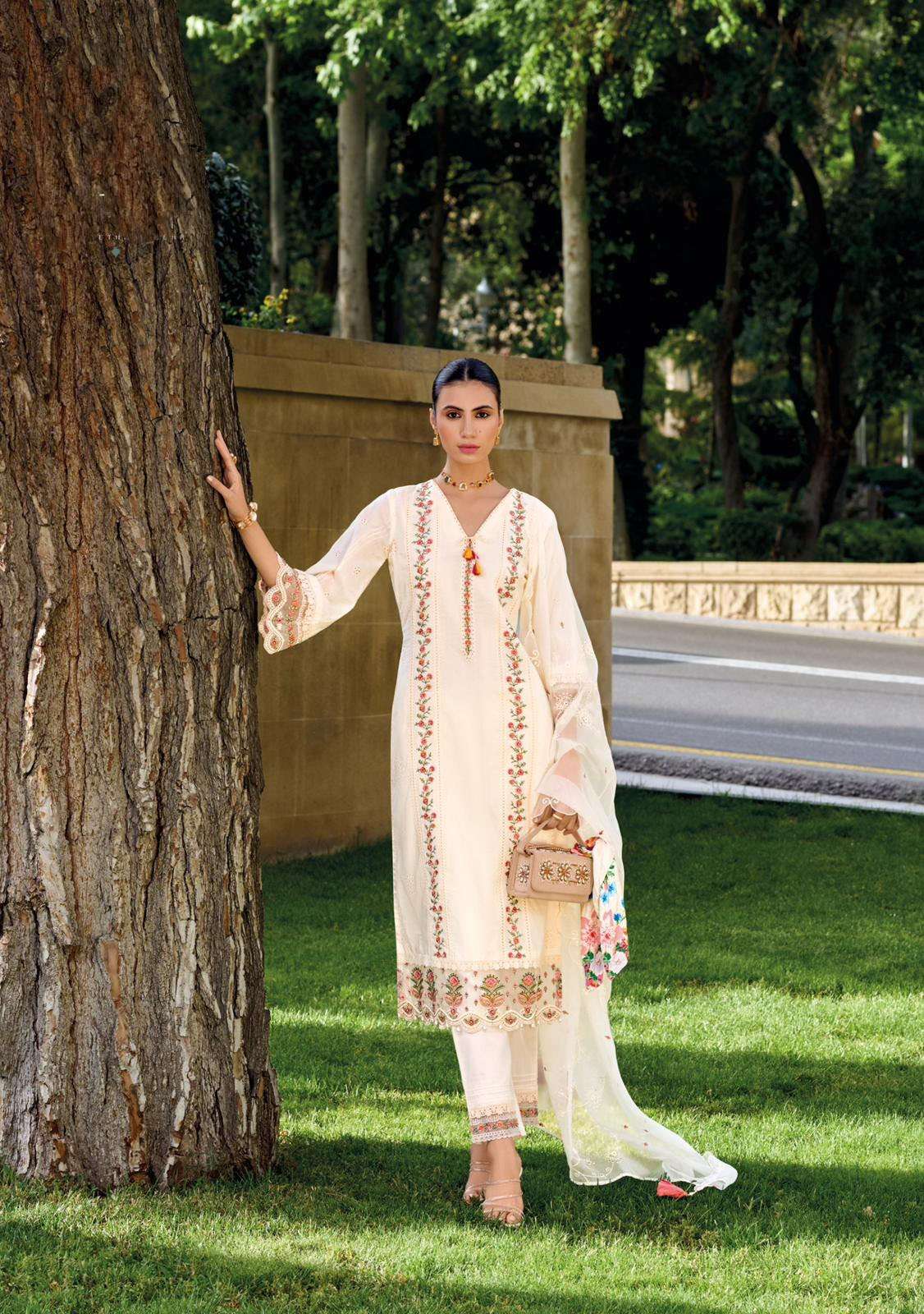 TJ- 42693 KL PURE COTTON WITH THREAD HAND WORK 3 PCS SET 