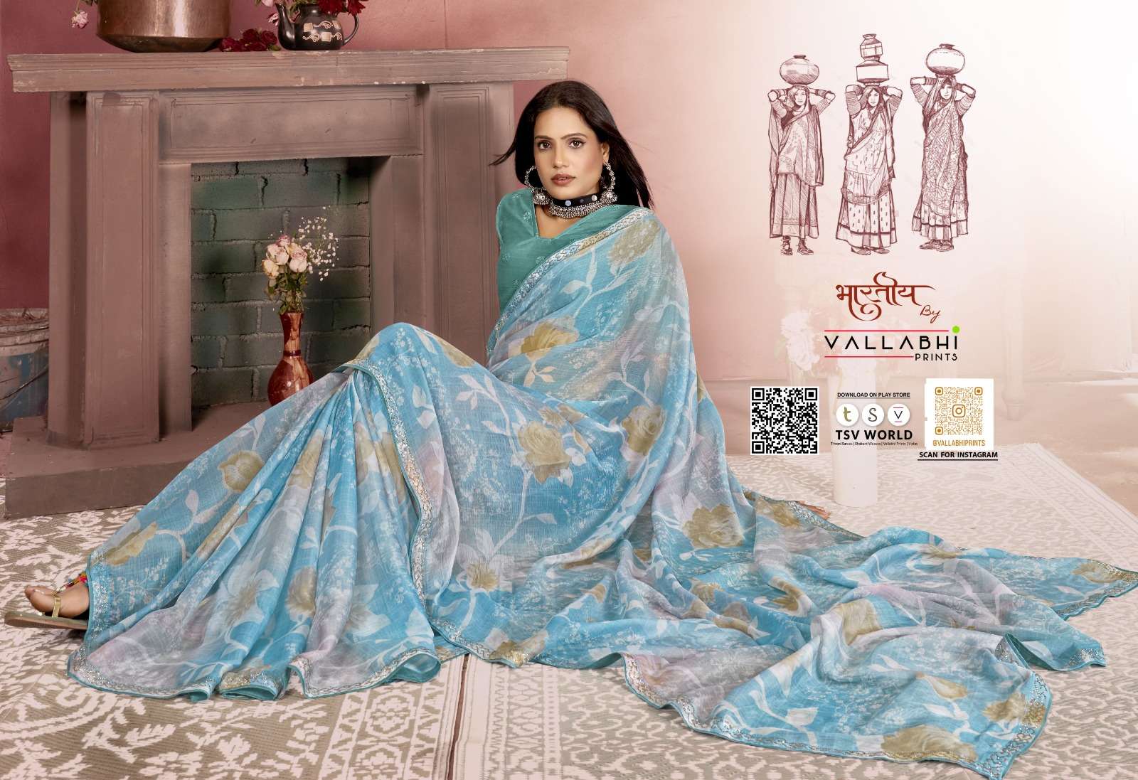TRIJOYA VOL-2 BY VALLABHI CHIFFON FABRIC PRINTED SAREE