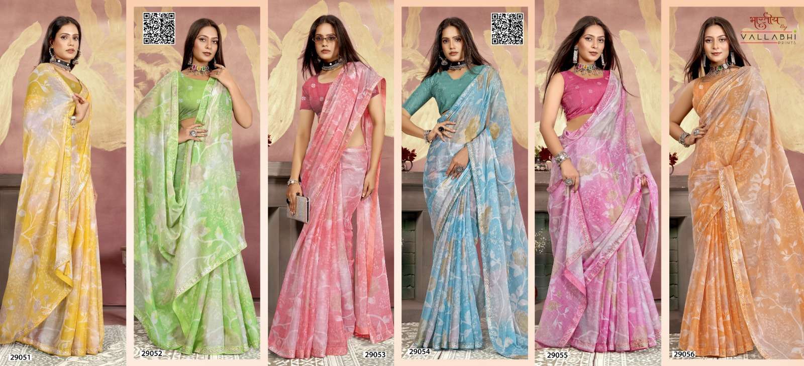 TRIJOYA VOL-2 BY VALLABHI CHIFFON FABRIC PRINTED SAREE