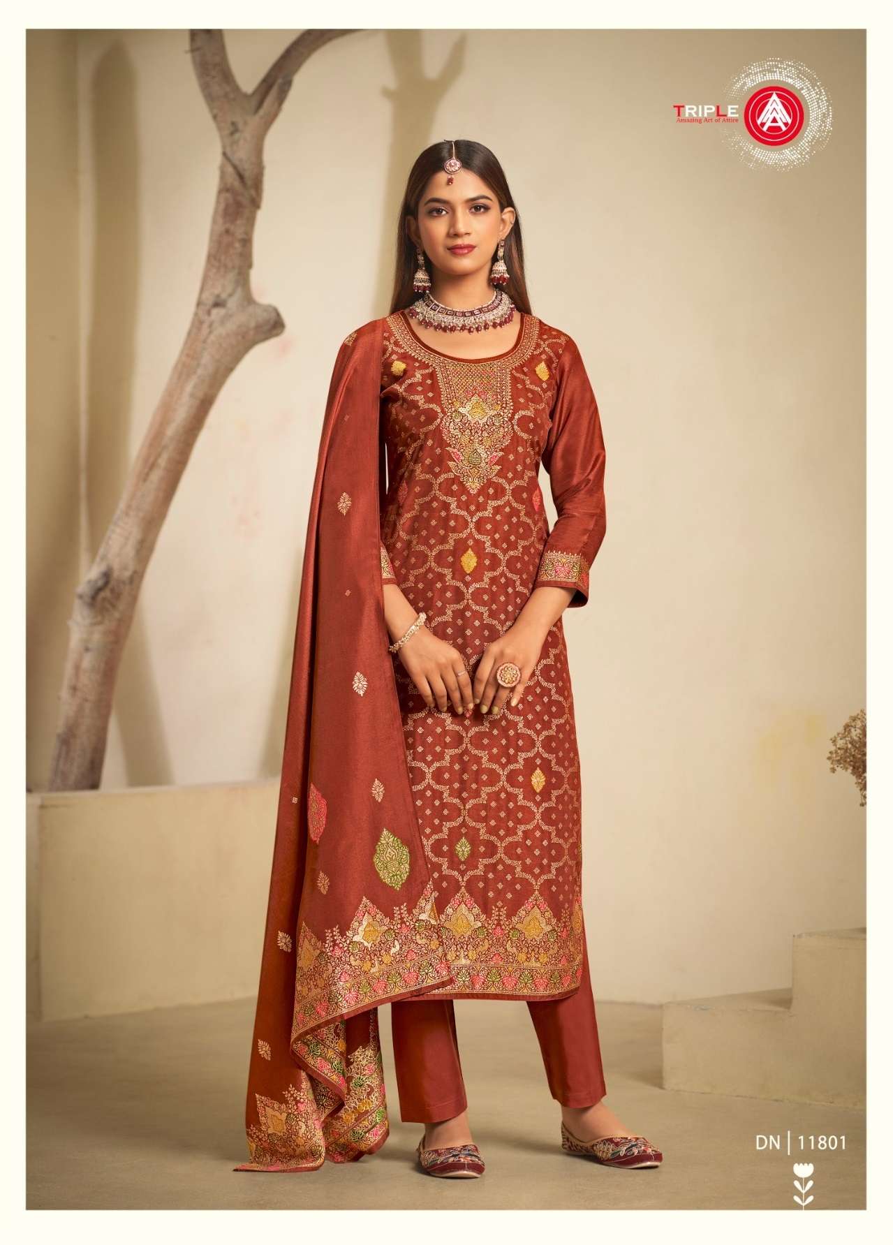 TRIPLE A LAUNCHED CRED PURE VISCOSE RUSSIAN SILK KURTI PANT WITH DUPATTA 