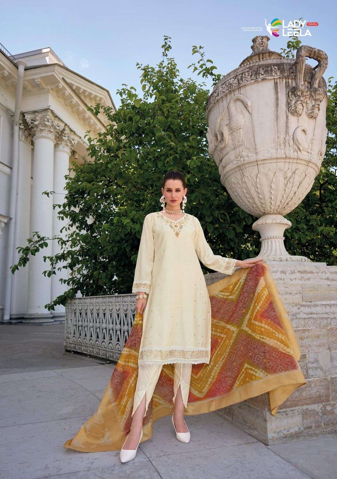 TULIPS VOL-2 BY LADY LEELA PURE HANDWORK ON VISCOSE SILK WITH DESIGNER WORK 