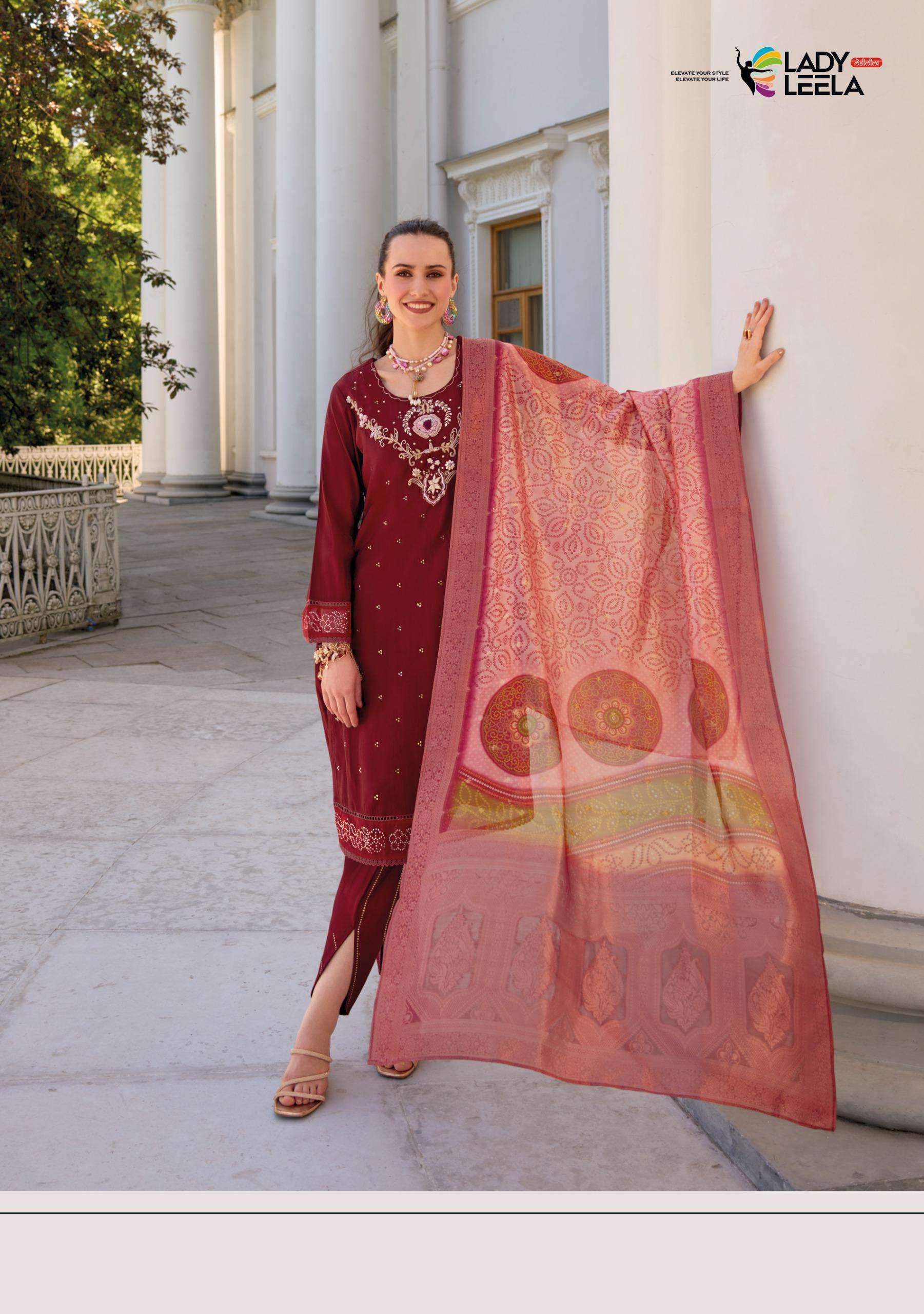 TULIPS VOL-2 BY LADY LEELA PURE HANDWORK ON VISCOSE SILK WITH DESIGNER WORK 