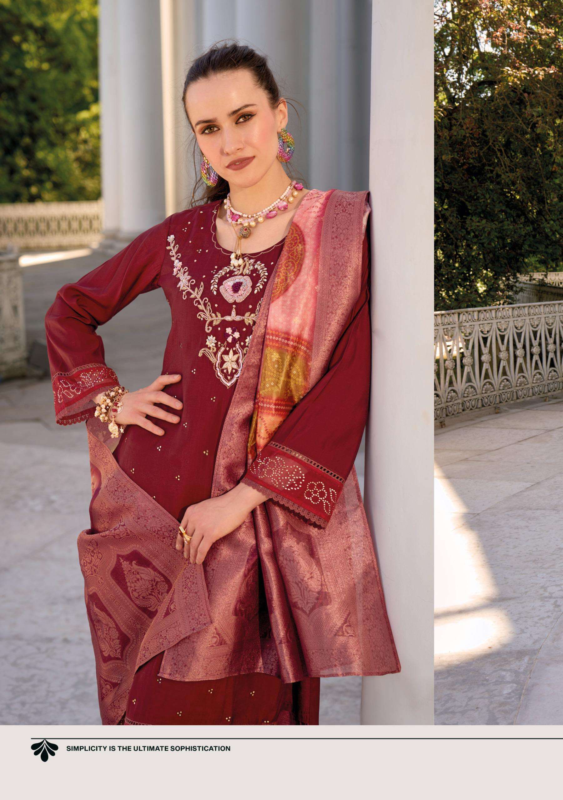 TULIPS VOL-2 BY LADY LEELA PURE HANDWORK ON VISCOSE SILK WITH DESIGNER WORK 