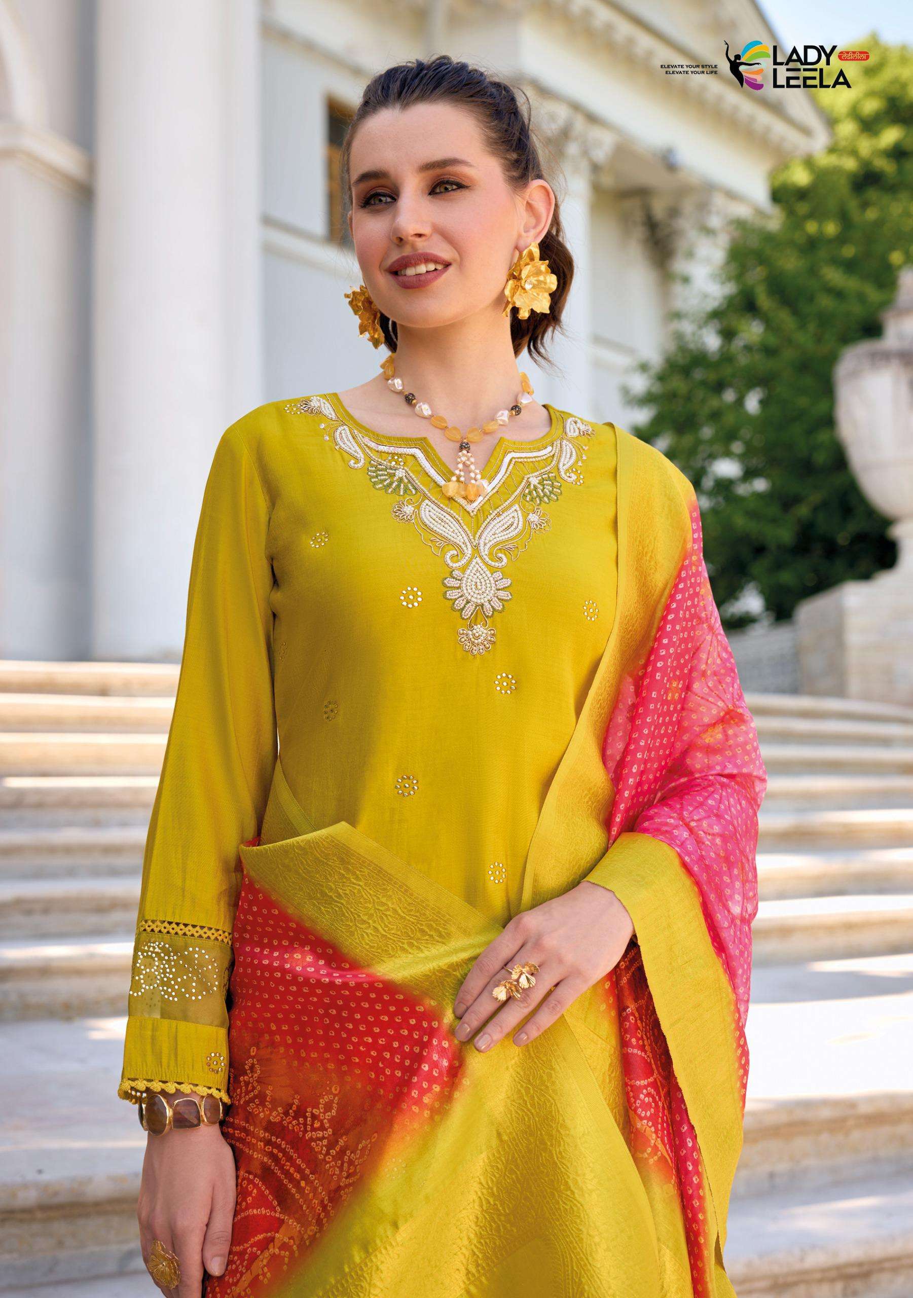 TULIPS VOL-2 BY LADY LEELA PURE HANDWORK ON VISCOSE SILK WITH DESIGNER WORK 