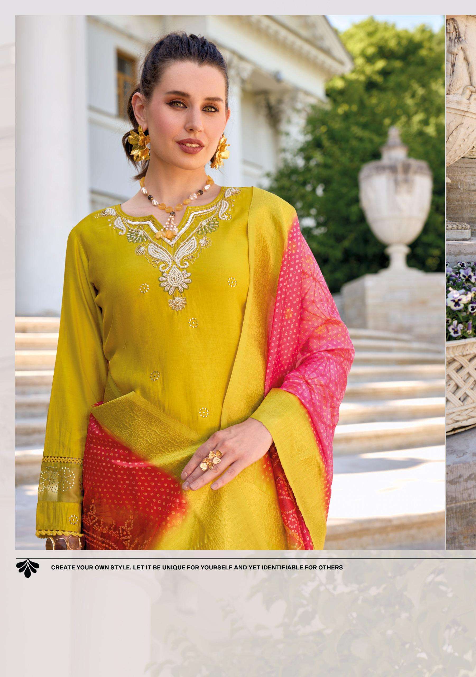 TULIPS VOL-2 BY LADY LEELA PURE HANDWORK ON VISCOSE SILK WITH DESIGNER WORK 