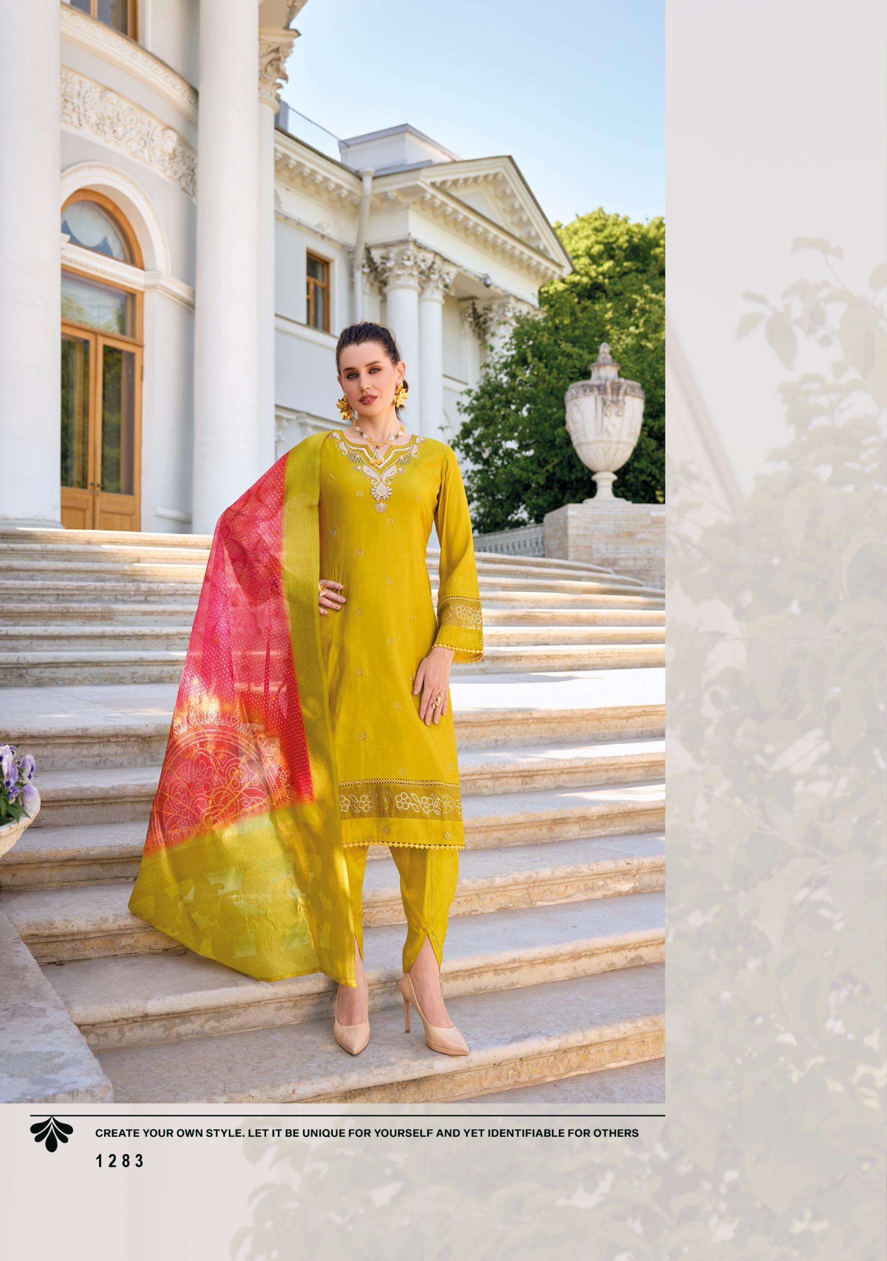 TULIPS VOL-2 BY LADY LEELA PURE HANDWORK ON VISCOSE SILK WITH DESIGNER WORK 