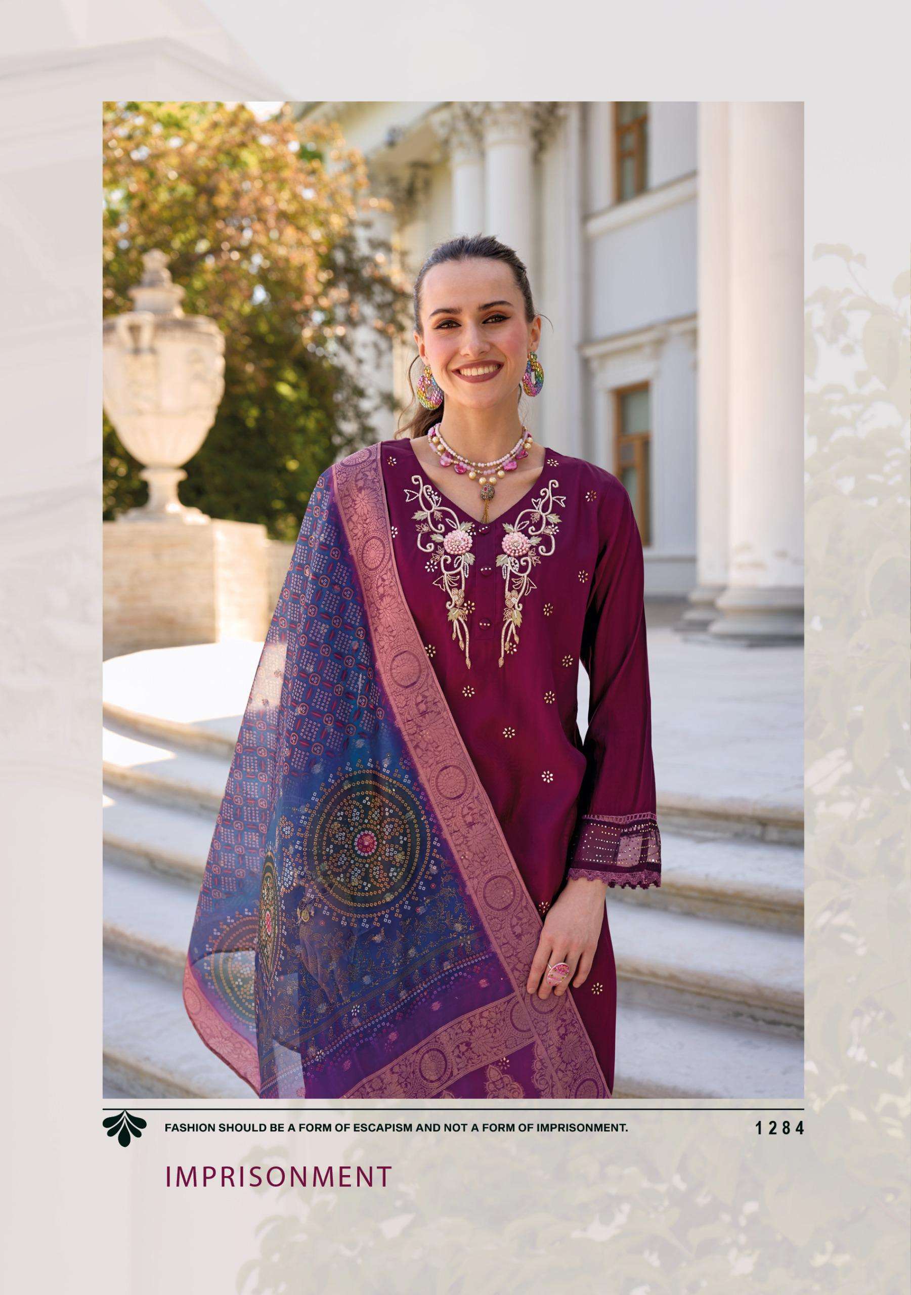 TULIPS VOL-2 BY LADY LEELA PURE HANDWORK ON VISCOSE SILK WITH DESIGNER WORK 