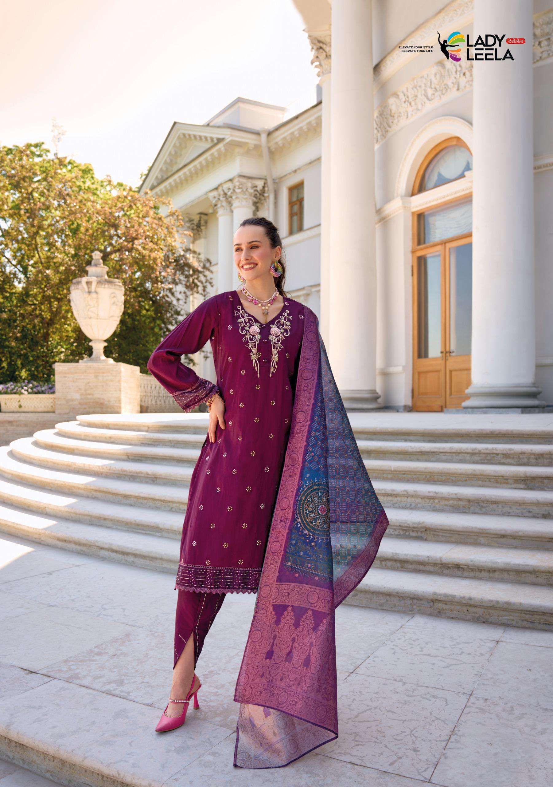 TULIPS VOL-2 BY LADY LEELA PURE HANDWORK ON VISCOSE SILK WITH DESIGNER WORK 