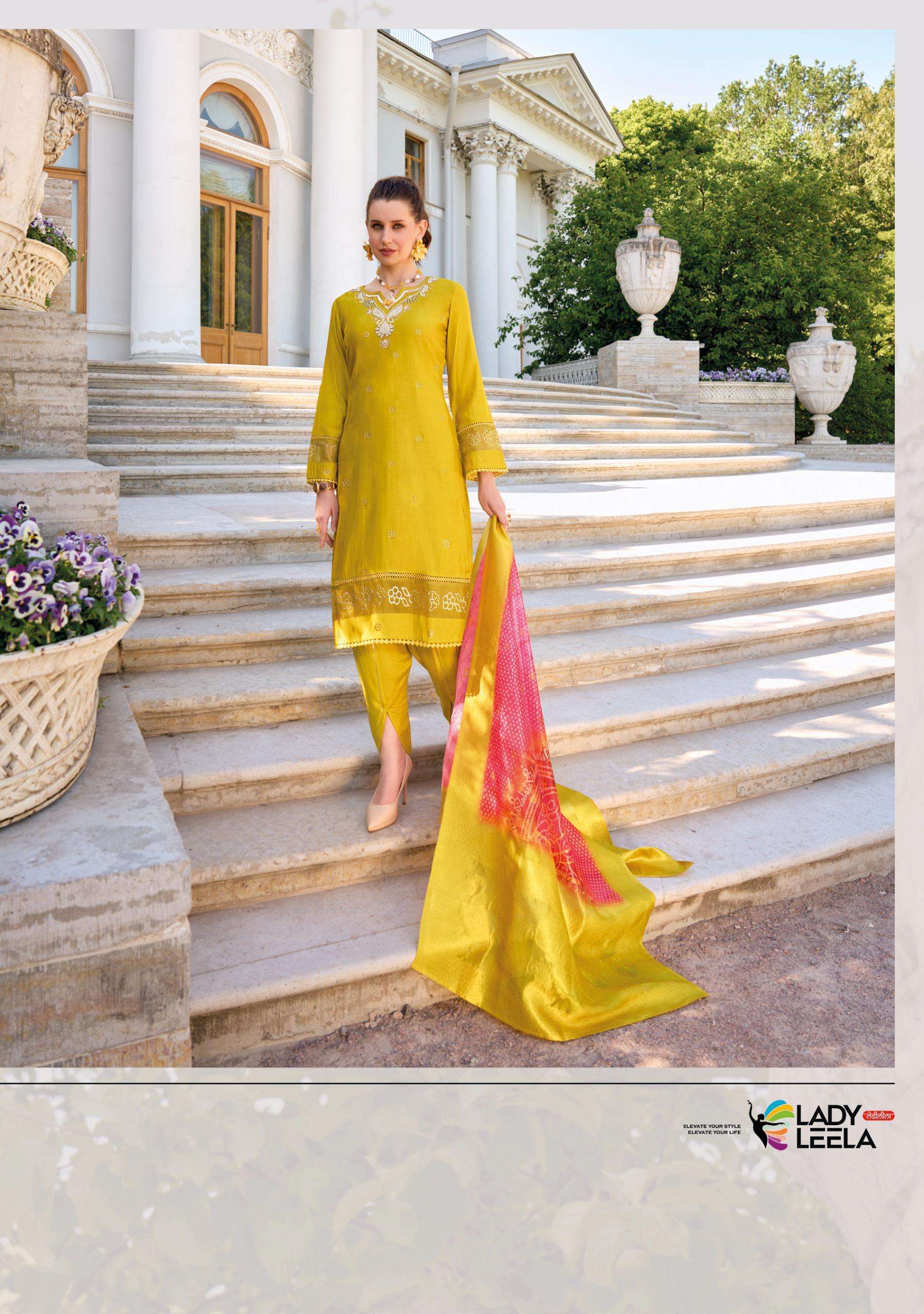 TULIPS VOL-2 BY LADY LEELA PURE HANDWORK ON VISCOSE SILK WITH DESIGNER WORK 